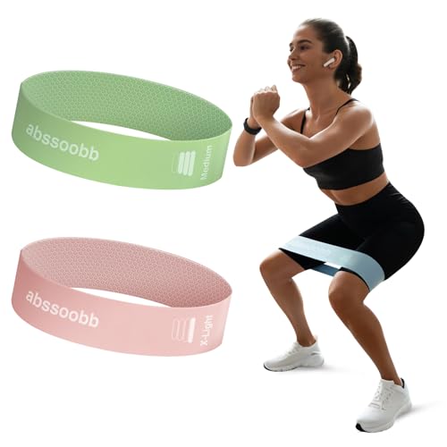Silicone Resistance Bands, Wide Non-Slip Exercise Loop Bands - color: Green, Pink