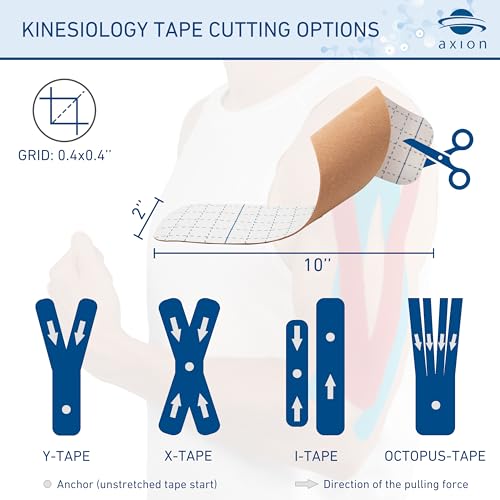 axion Kinesiology Tapes PRECUT Black Beige | 50 Pre-Cut Sport Tape Strips 10x2 in | Waterproof • Skin-Friendly • Elastic | Kinesiology Tapes Ideal for Sports - color: 05) 50 Strips Black/Beige