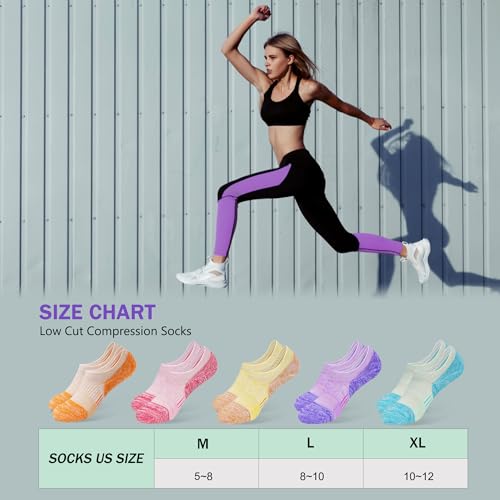 Amutost Womens No Show Socks Anti-Slip Cushioned Breathable 5-10Pairs - color: 5 Pairs A-mood Boosting Colors, size: 5-8