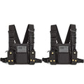 Radio Shoulder Holster Chest Harness Holder Vest Rig for Two Way Radio Chest Front Pack Pouch Walkie Talkie Case with Front Pouches for Kenwood Arcshell Retevis Baofeng UV-5R F8HP UV-82 888S (2Pack) - color: black 2pack