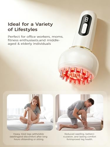 Leg Massager for Circulation and Pain Relief, Lymphatic Drainage & Varicose Veins Support - Calf, Foot & Knee Massager with SoothingPulse, Heat, Light & Vibration