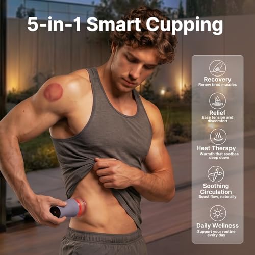 ZDEER Cupping Set, Electric Cupping Kit for Massage Therapy, Lymphatic Drainage Massager with Heat, 6 Levels for Muscle Relaxation, 4 Cups + 2 * 10ml Essential Oil - size: 1 Device + 2 Essential Oils + 4 Cups