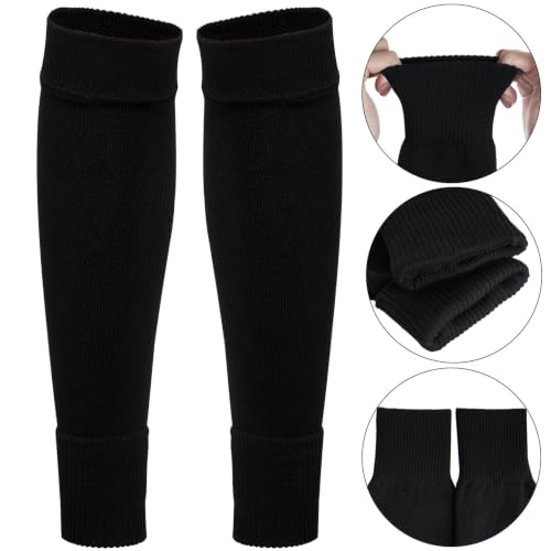 phnydreg 3 Pairs Leg Sleeve Shin Pre Cut Socks for Kids Youth Men Women Soccer Running Cycling - color: Black