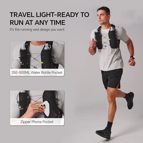N NEVO RHINO Running Hydration Vest with 2 TPU 500ml Soft Flask - color: black, size: X-Large