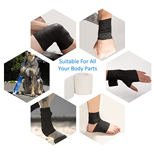 Self Adhesive Bandage Wrap 2 Inch Self Adherent Cohesive Tape Sport - color: White, size: 12Pcs