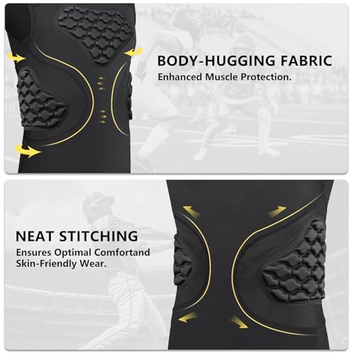 Men's Padded Compression Shirt - Football Rib Protector with EVA Foam Padding, Chest & Back Protection for Football, Rugby, Basketball, Baseball Breathable Impact Dispersion - size: X-Large