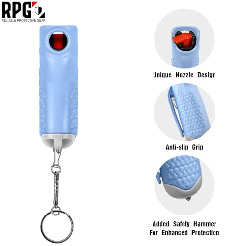 Pepper Spray, Self Defense OC Pepper Spray Keychain, 12 ft Range, 0.5 fl oz - color: Baby Blue