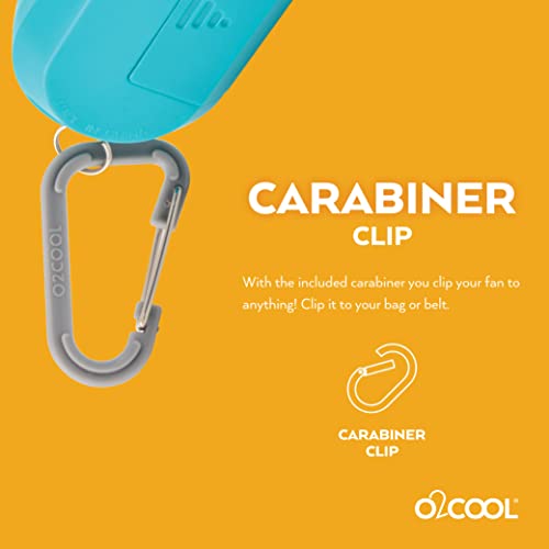 O2COOL Small Sport Misting Fan with Carabiner Clip 2-Pack Teal - color: Teal, size: 2 Packs
