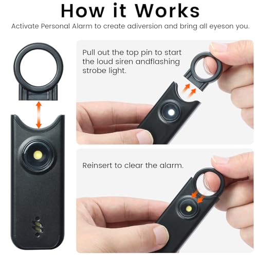 TIPSEAN Personal Safety Alarm - 135dB Ultra Loud Siren with LED Strobe Light, USB-C Rechargeable, Compact Keychain Alarm for Women/Men, Emergency Flashlight & Vibration Alert(Black) - color: Black