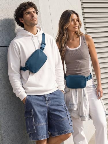 ODODOS Unisex Mini Belt Bag with Adjustable Strap Small Fanny Pack for Workout Running Traveling Hiking, Navy Blue - color: Navy Blue