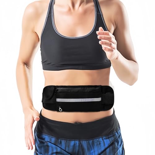 Running Waist Pack, Running Belts for Women and Men for Hanging Mobile Phone Water Bottle with Adjustable Strap for Exercise(Black) - color: black