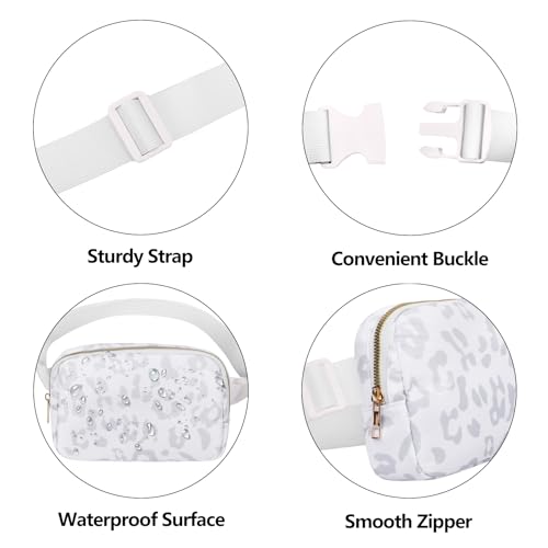 Waist Belt Bag Fashion Fanny Women and Men Gift Waist Pack With Adjustable Strap For Travel Running Hiking Walking Leopard White - color: Leopard White Fanny Pack