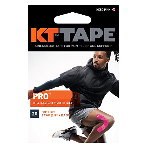 KT Tape, Pro Synthetic Kinesiology Athletic Tape, 20 Count, 10” Precut Strip - color: Hero Pink