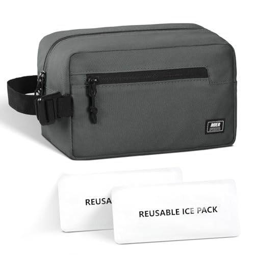 MIER Small Freezable Snack Bags Frozen Mini Cooler with 2 Gel Packs, Gray - color: Gray
