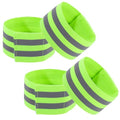 CREATCABIN 4 Pack Reflective Arm Strap Green Event Wristbands Green Yellow Polyester Reflectors Night Light High Visibility H - color: Green Yellow
