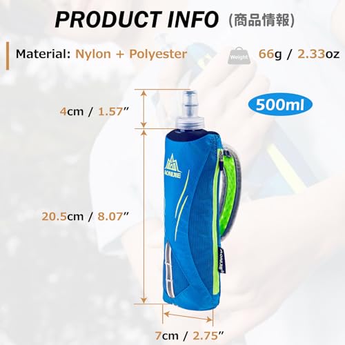 Azarxis TPU Soft Flask Collapsible Water Bottles BPA-Free 250ml 350ml 500ml for Hydration Vest Pack Running Hiking Cycling Climbing - color: A - Black 500ml Handheld Bottle