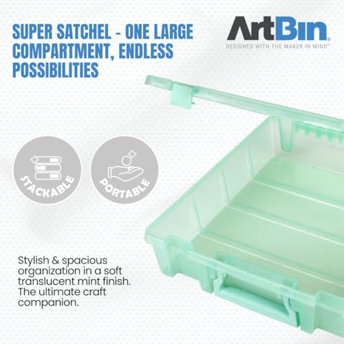 ArtBin Super Satchel Slim 1-Compartment Craft Box, Translucent Mint - color: Mint