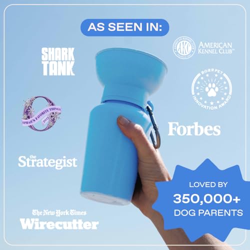 Springland 20oz Flip Portable Dog Water Bottle with Collapsible Bowl, Blue - color: Sky Blue, size: 20oz Flip