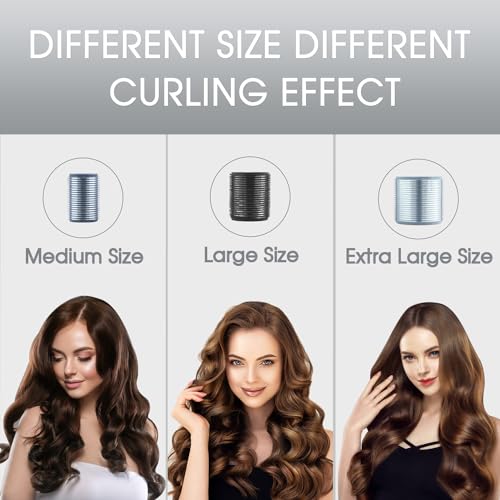 18 pcs Self-Grip Ceramic Thermal Hair Rollers for Women Blowout Look - color: Light Gray