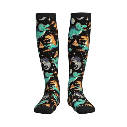 Compression Socks Circulation 15-20 Mmhg Knee High - color: Pizza Dinsaurs