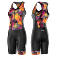 SLS3 Triathlon Suits Women - Sleeveless Pro Trisuit with Comfy Tri Chamois - color: Black/Sunrise Blooms, size: X-Small