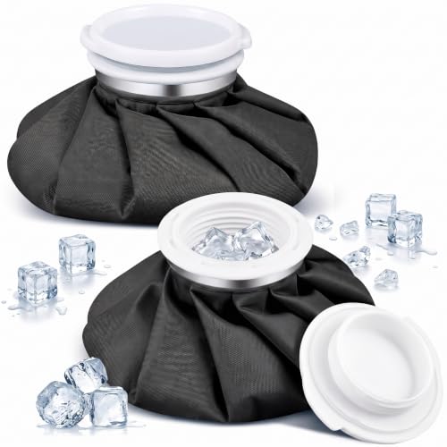 Honoson Reusable Ice Bags for Injuries 2 Pack, 6” Hot & Cold Ice Packs, Leak Proof Cold Compress for Pain Relief, Swelling, Sprains, Headache, Fever & Summer Cooling Relief, Toothache(Black) - color: Black