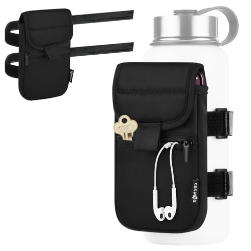 Cosmos Water Bottle Pouch Accessories for Gym Sports Hiking Running Walking Workout, Fits 18-40 Oz Bottle, Storage Pocket for Cell Phone Keys Cards Earphones