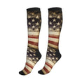 Tie Dye Compression Socks Knee High Support Socks For Women Men Running Athletic Hiking - color: American Flag