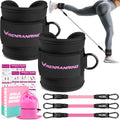 Ankle Resistance Bands w/Cuffs, Ankle Weights Women Booty Workout Equipment - color: Black-Pink