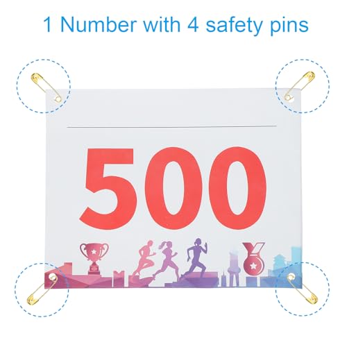 PATIKIL Tearproof Running Bib Numbers, Medals Waterproof Race Competitor Numbers with Safety Pin for Marathon Sports Game Competition Runner - style: 401-500