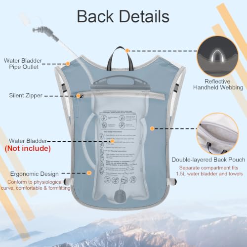 Running Vest Hydration Backpack for Men Women, Lightweight Breathable Hydration Packs, Adjustable Chest Straps Daypack, Reflective Water Running Vest for Marathon, Trail, Hiking, Cycling - color: Blue