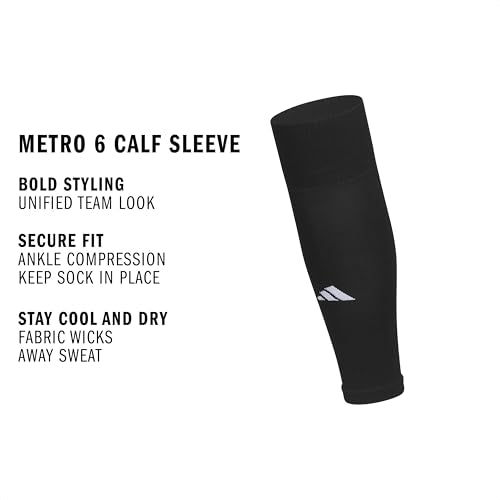adidas Metro Soccer Socks or Calf Sleeves 1 Pair - color: Black/White/Calf Sleeve, size: Large, style: Calf Sleeve