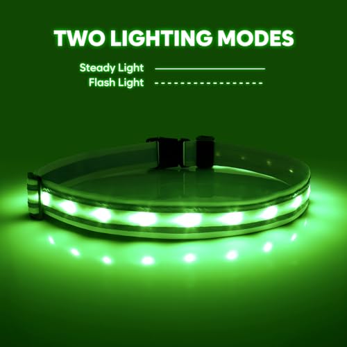 Illumifun LED Running Belt - USB Rechargeable Light Up Sash, High-Visibility Elastic Waistband Light for Running Cycling Hiking Camping Nighttime Activities - color: Neon Green