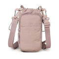 Water Bottle Holder with Strap, Crossbody Sling Bag for Walking Hiking - color: Pink
