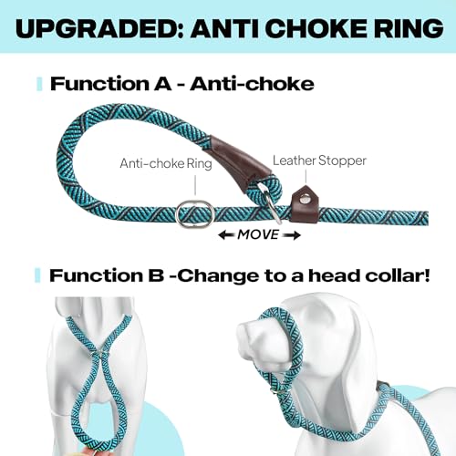 PetiFine Slip Lead Dog Leash Reflective, 6FT x 1/2" Heavy Duty Slip Leash - color: Blue, size: 1/2" x 6 FT