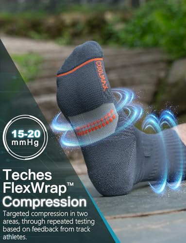 Juclise Men's Compression Running Crew Socks, 3 Pairs - color: Charcoal, size: Small