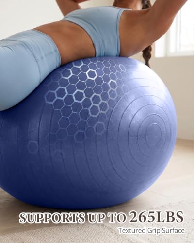 Trideer Yoga Ball for Exercise, Pregnancy, Active Sitting, 55/65/75cm - color: Midnight Blue, size: L(23-26ines/58-65cm)