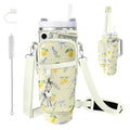 Water Bottle Carrier Bag for Stanley Cup 40oz/30oz with Phone Pocket, Neoprene Water Bottle Holder with Adjustable Shoulder & Handle Strap, Stanley Cup Accessories for Walking Travel Gym - color: Lemon