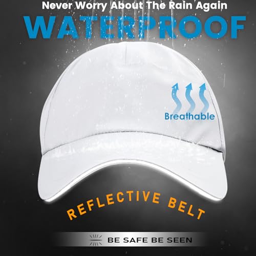 Waterproof Baseball Cap for Men Women UPF 50+ Quick-Dry Running Golf Hat - color: White