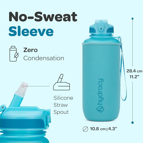 Hydracy 2L Large Water Bottle, Shatterproof, BPA Free Tritan Plastic, Leakproof, Zero Condensation, With Detachable Carry Strap, Spillproof Lid, Convenient Silicon Spout, Ideal for Gym, Yoga - color: Aqua Blue, size: 64 oz