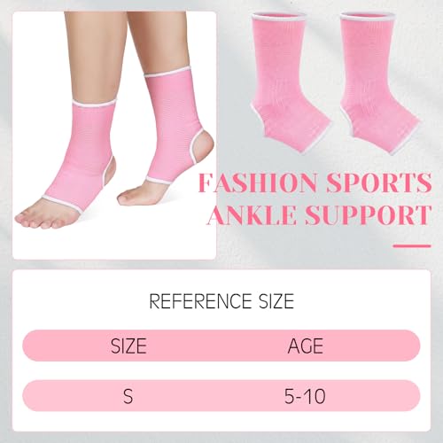 Haysandy 4 Pcs Kids Ankle Brace Support, Pink, 5-10 Years - color: Pink, size: 5-10 Years