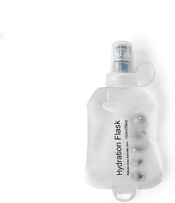 Sport Soft Water Bottle, TPU Collapsible Flask Foldable Bottles for Hydration Pack, BPA-Free, for Running Hiking Cycling Climbing (150ml) (Transparent) - color: Transparent