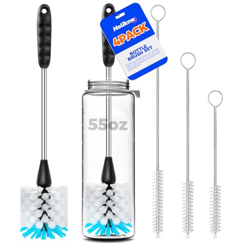 Holikme 4 Pack Bottle Brush 14" Stainless Steel Straw Cleaner Brush,Blue - color: White