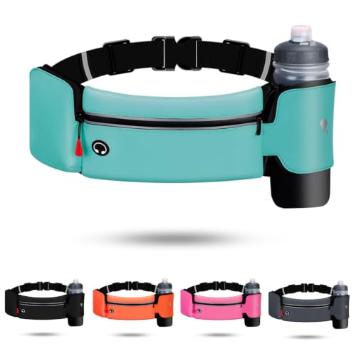 Running Belt for Women Men,Running Fanny Pack,with Foldable Water Bottle Holder (Bottles NOT Included),Sport Pouch iPhone Carrier, Dog Walker Hydration Fanny Pack,for Runners Jogging (Sky Blue) - color: Sky Blue