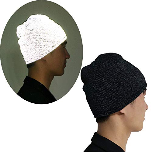 Reflective Beanie Hat High Visibility Warm Winter Loop Knit Cap Gifts for Women Men - color: 2 Pack