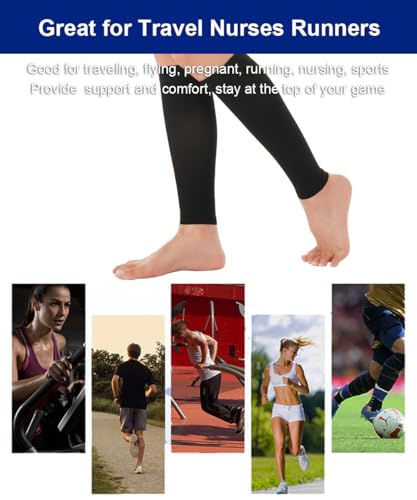 SUJAYU Leg Compression Sleeve Calf Compression Sleeve Women Men, 1 Pair Footless Compression Socks Shin Compression Sleeve - color: Black, size: XX-Large