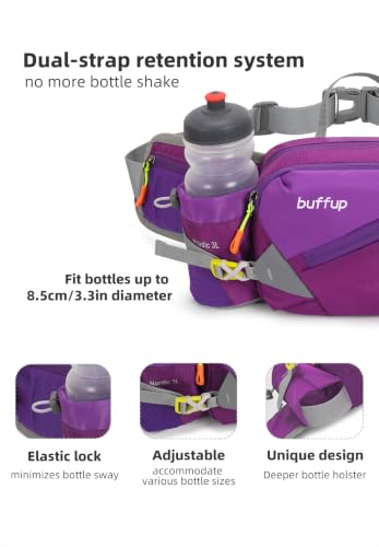 Lightweight Sports Fanny Pack with Bottle Holder,Waist Pack for Hiking,Running,Cycling & Outdoor Adventures (Purple) - color: Purple