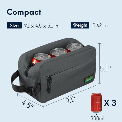 Haimont Freezable Snack Cooler Bag, Mini Chill Reusable Freezer Lunch Bags with Adjustable Handle, Wear Resistant Small Insulated with Zip Closure, Gray - color: Gray