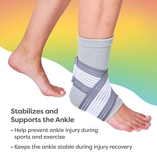 ZenToes Ankle Support Brace, Adjustable Stabilizer Wrap (One Size) - color: Gray, size: One Size