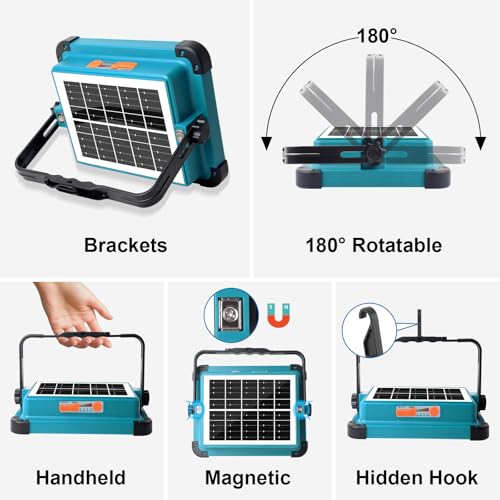 100W Rechargeable LED Solar Work Light - size: 12000mAh